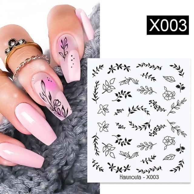 Abstract Lady Face Water Decals Fruit Flower Summer Leopard Alphabet Leaves Nail Stickers Water Black Leaf Sliders Marble Nail Art Stickers Water Transfer Nail Decals Full Wraps Gradient Acrylic Nail Kits for Women Manicure Decoration