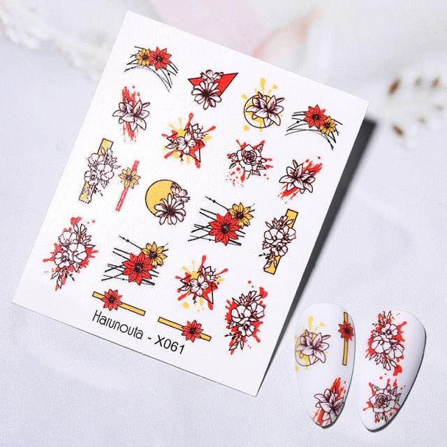 Abstract Lady Face Water Decals Fruit Flower Summer Leopard Alphabet Leaves Nail Stickers Water Black Leaf Sliders Marble Nail Art Stickers Water Transfer Nail Decals Full Wraps Gradient Acrylic Nail Kits for Women Manicure Decoration