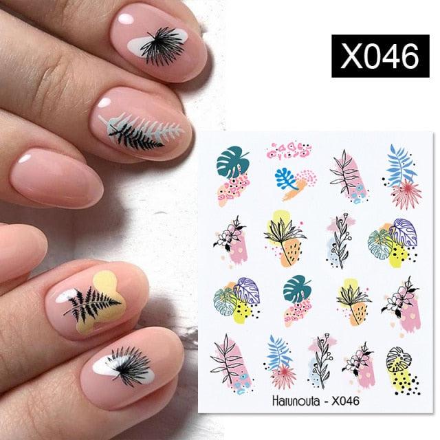 Abstract Lady Face Water Decals Fruit Flower Summer Leopard Alphabet Leaves Nail Stickers Water Black Leaf Sliders Marble Nail Art Stickers Water Transfer Nail Decals Full Wraps Gradient Acrylic Nail Kits for Women Manicure Decoration