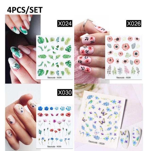 Abstract Lady Face Water Decals Fruit Flower Summer Leopard Alphabet Leaves Nail Stickers Water Black Leaf Sliders Marble Nail Art Stickers Water Transfer Nail Decals Full Wraps Gradient Acrylic Nail Kits for Women Manicure Decoration