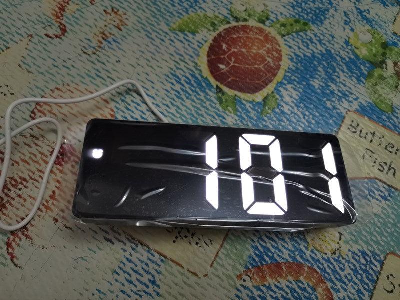 Acrylic/Mirror Alarm Clock LED Digital Clock Voice Control Snooze Time Temperature Display Night Mode Digital Alarm Clock, LED Bedside Clock with 6-Level Brightness Dual Alarm Adjustable Volume with 3 Alarm Sound Alarm Clock for Bedroom Office