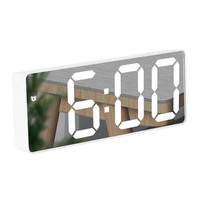 Acrylic/Mirror Alarm Clock LED Digital Clock Voice Control Snooze Time Temperature Display Night Mode Digital Alarm Clock, LED Bedside Clock with 6-Level Brightness Dual Alarm Adjustable Volume with 3 Alarm Sound Alarm Clock for Bedroom Office