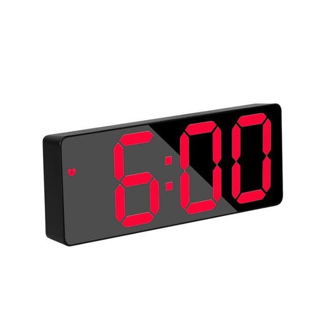 Acrylic/Mirror Alarm Clock LED Digital Clock Voice Control Snooze Time Temperature Display Night Mode Digital Alarm Clock, LED Bedside Clock with 6-Level Brightness Dual Alarm Adjustable Volume with 3 Alarm Sound Alarm Clock for Bedroom Office