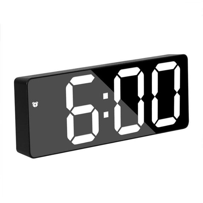 Acrylic/Mirror Alarm Clock LED Digital Clock Voice Control Snooze Time Temperature Display Night Mode Digital Alarm Clock, LED Bedside Clock with 6-Level Brightness Dual Alarm Adjustable Volume with 3 Alarm Sound Alarm Clock for Bedroom Office