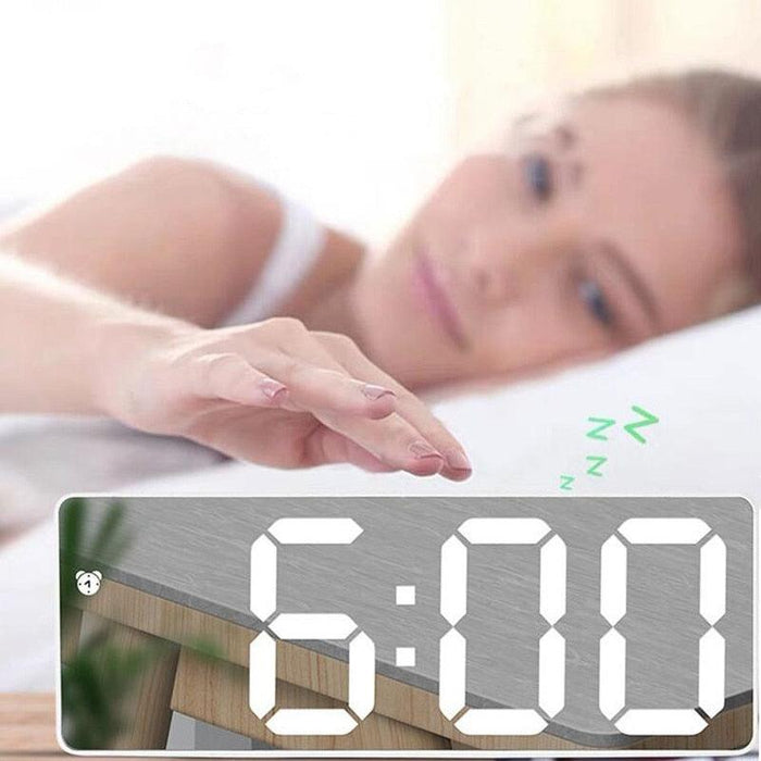 Acrylic/Mirror Alarm Clock LED Digital Clock Voice Control Snooze Time Temperature Display Night Mode Digital Alarm Clock, LED Bedside Clock with 6-Level Brightness Dual Alarm Adjustable Volume with 3 Alarm Sound Alarm Clock for Bedroom Office