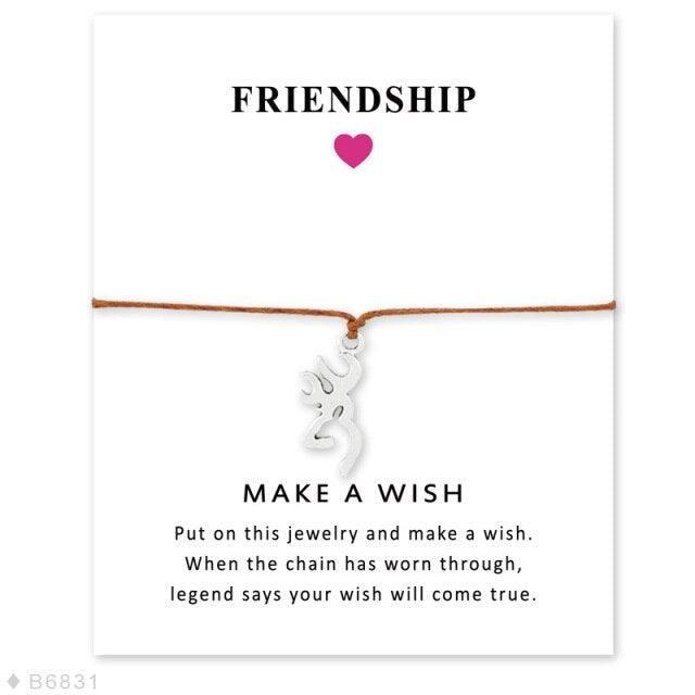 Adjustable Friendship Jewelry With Card Make a Wish Silver Elk Deer Antlers Charm Bracelets Matching Lovely Charm Bracelets For Mom Daughter Best Friends Couple Family