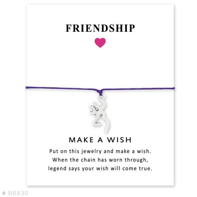 Adjustable Friendship Jewelry With Card Make a Wish Silver Elk Deer Antlers Charm Bracelets Matching Lovely Charm Bracelets For Mom Daughter Best Friends Couple Family