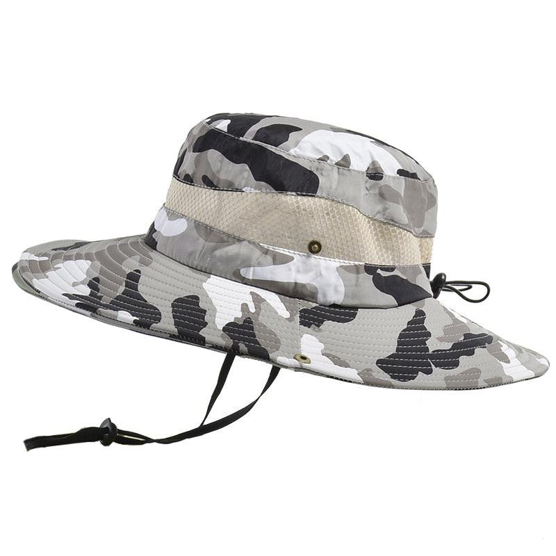 Adjustable Men's Hat Bucket Hat Summer Breathable Fashion Outdoor Fishing Wide Brim Hat Sun Protection Cap Male Traveling Sun Hats Fishing Hat Adjustable Mountaineering Hat 58-60cm