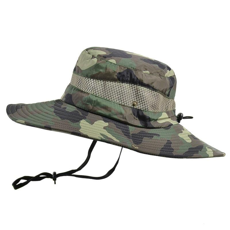 Adjustable Men's Hat Bucket Hat Summer Breathable Fashion Outdoor Fishing Wide Brim Hat Sun Protection Cap Male Traveling Sun Hats Fishing Hat Adjustable Mountaineering Hat 58-60cm