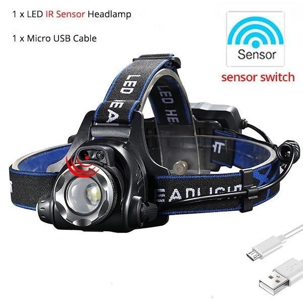 Adjustable USB Rechargeable IR Sensor Super Bright Headlight Battery For Long Working Time LED Headlamp Fishing Waterproof Head Light Lamp Perfect For Running Camping - STEVVEX Lamp - 200, Flashlight, Gadget, Headlamp, Headlight, lamp, LED Headlamp, Rechargeable Flashlight, Rechargeable Headlamp, Rechargeable Headlight, Rechargeable Headtorch, Rechargeable Torchlight, Waterproof Headlamp, Waterproof Headlight, Waterproof Torchlight - Stevvex.com