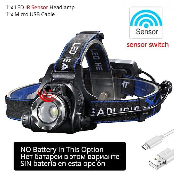 Adjustable USB Rechargeable IR Sensor Super Bright Headlight Battery For Long Working Time LED Headlamp Fishing Waterproof Head Light Lamp Perfect For Running Camping - STEVVEX Lamp - 200, Flashlight, Gadget, Headlamp, Headlight, lamp, LED Headlamp, Rechargeable Flashlight, Rechargeable Headlamp, Rechargeable Headlight, Rechargeable Headtorch, Rechargeable Torchlight, Waterproof Headlamp, Waterproof Headlight, Waterproof Torchlight - Stevvex.com