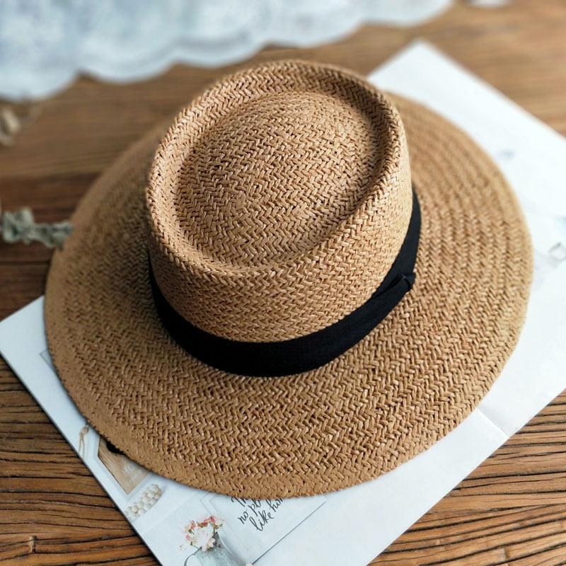 Adult Summer Straw Hat Fashion Casual Beach Fedora Hat Wide Brim Straw Hat Luxury Fedora Summer Packable Sun Hat Lightweight Women Beach Sun Hat Breathable Sun Hats For Women 56-58cm