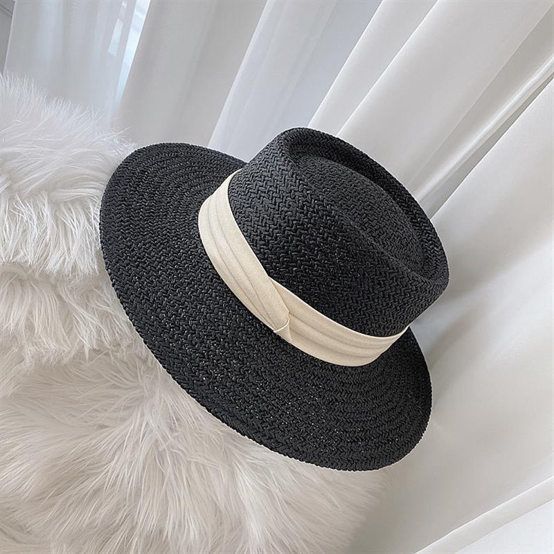 Adult Summer Straw Hat Fashion Casual Beach Fedora Hat Wide Brim Straw Hat Luxury Fedora Summer Packable Sun Hat Lightweight Women Beach Sun Hat Breathable Sun Hats For Women 56-58cm