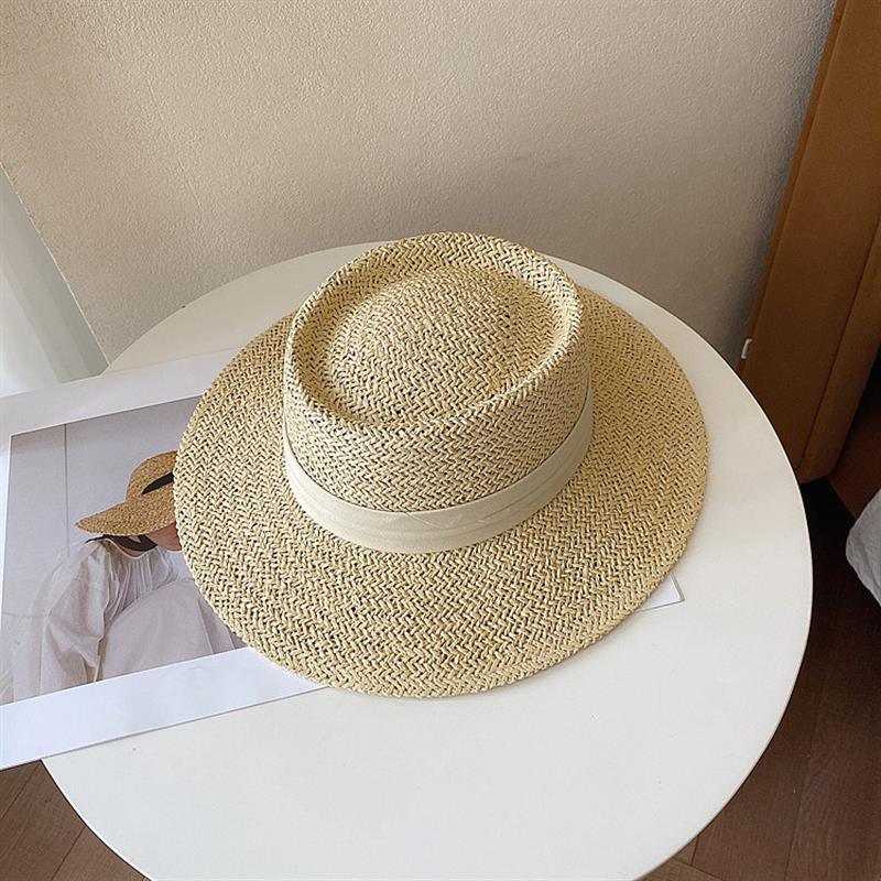 Adult Summer Straw Hat Fashion Casual Beach Fedora Hat Wide Brim Straw Hat Luxury Fedora Summer Packable Sun Hat Lightweight Women Beach Sun Hat Breathable Sun Hats For Women 56-58cm