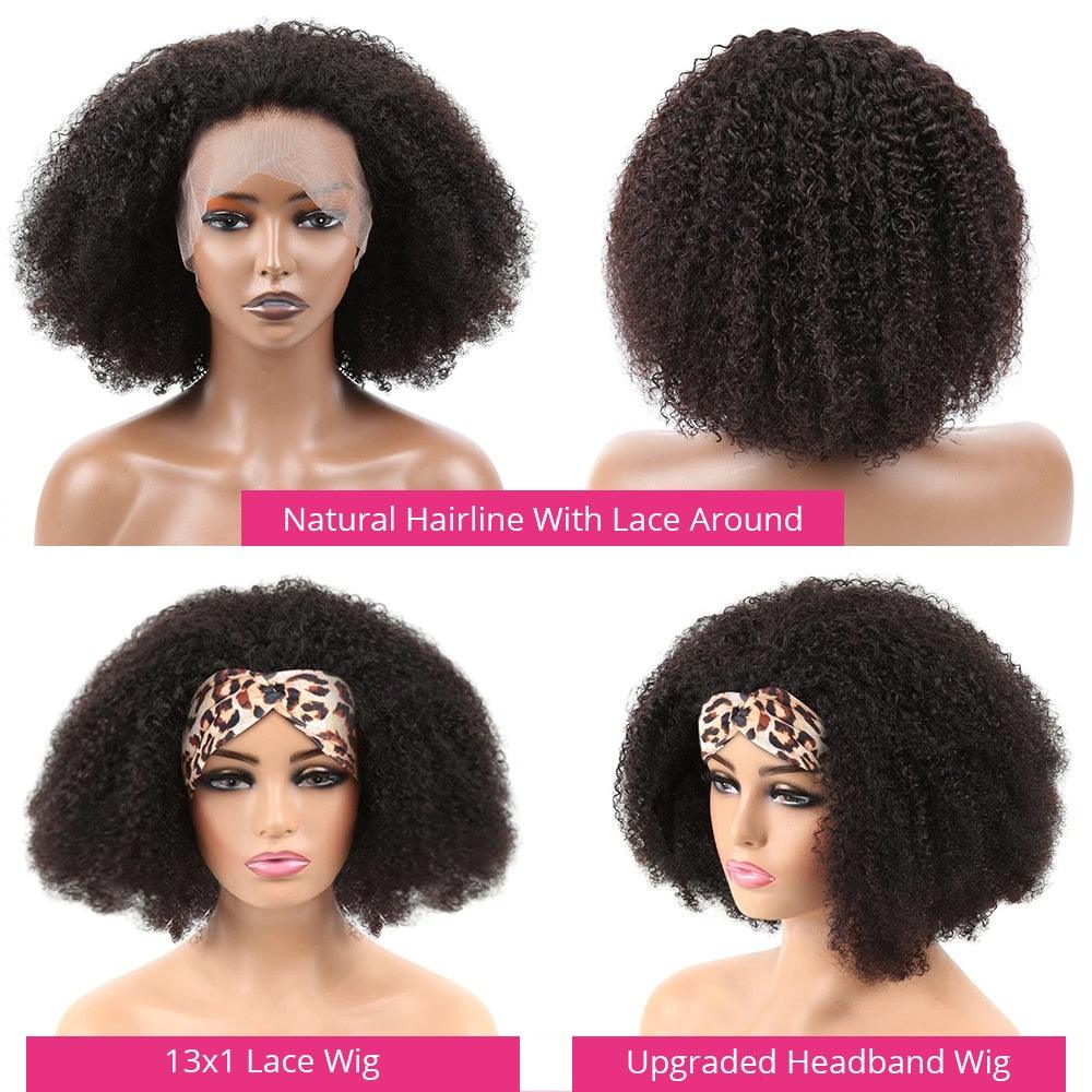 Afro Kinky Curly Wig Human Hair Wigs T Part Transparent Lace Short Curly Bob Wigs Thick Wigs For Women Human Hair Wigs Wigs For Black Women Gifts for Girlfriends