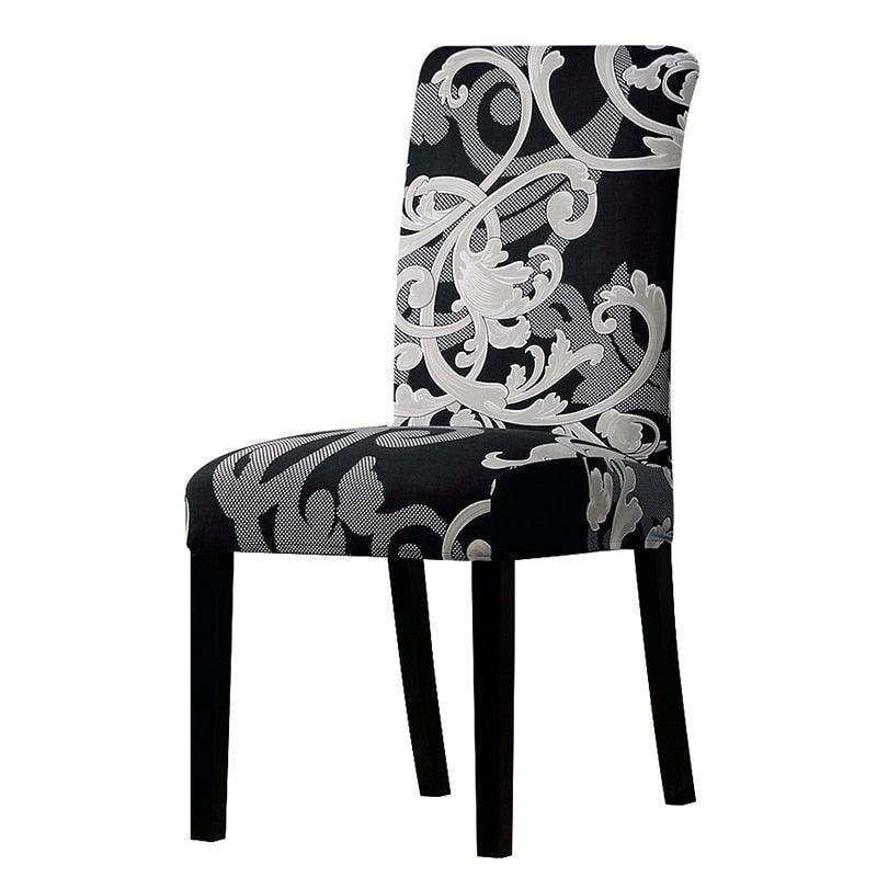 All black flower printed Chair Cover Washable Removable big elastic seat Covers Slipcovers Stretch for banquet hotel arm wedding