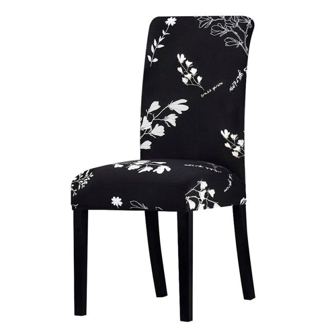 All black flower printed Chair Cover Washable Removable big elastic seat Covers Slipcovers Stretch for banquet hotel arm wedding