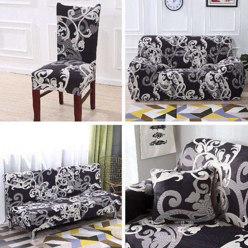 All black flower printed Chair Cover Washable Removable big elastic seat Covers Slipcovers Stretch for banquet hotel arm wedding