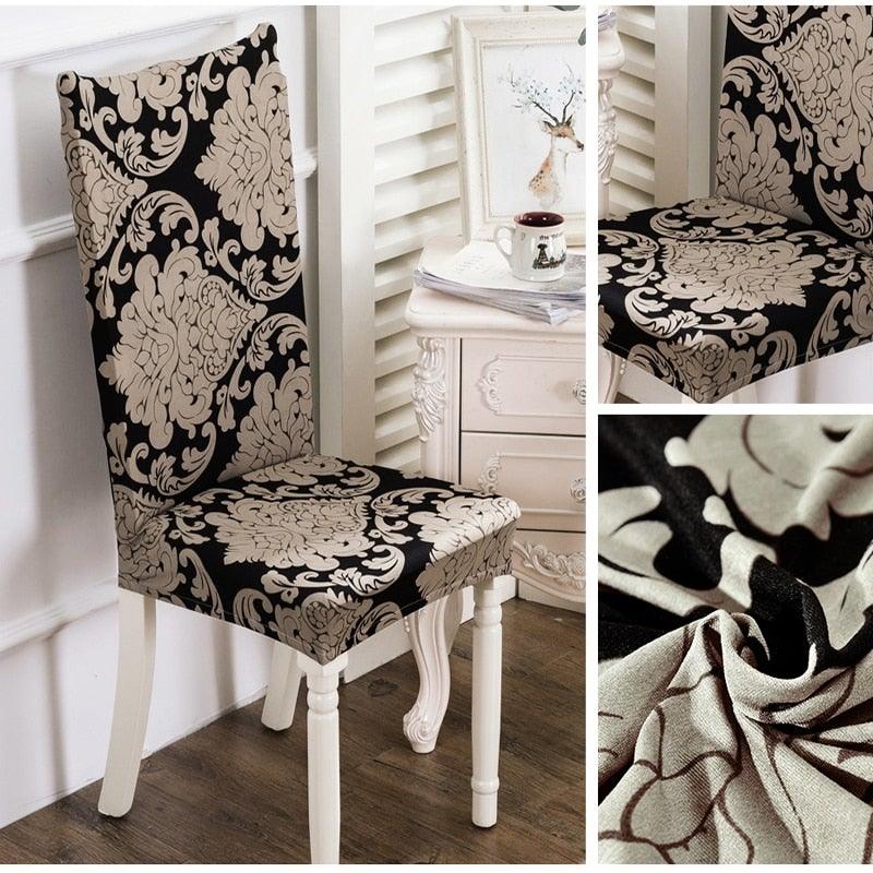 All black flower printed Chair Cover Washable Removable big elastic seat Covers Slipcovers Stretch for banquet hotel arm wedding