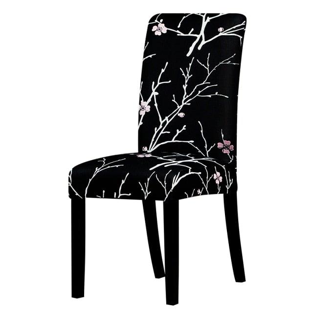 All black flower printed Chair Cover Washable Removable big elastic seat Covers Slipcovers Stretch for banquet hotel arm wedding