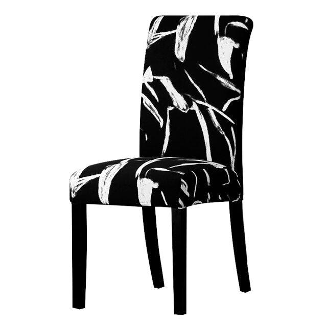 All black flower printed Chair Cover Washable Removable big elastic seat Covers Slipcovers Stretch for banquet hotel arm wedding