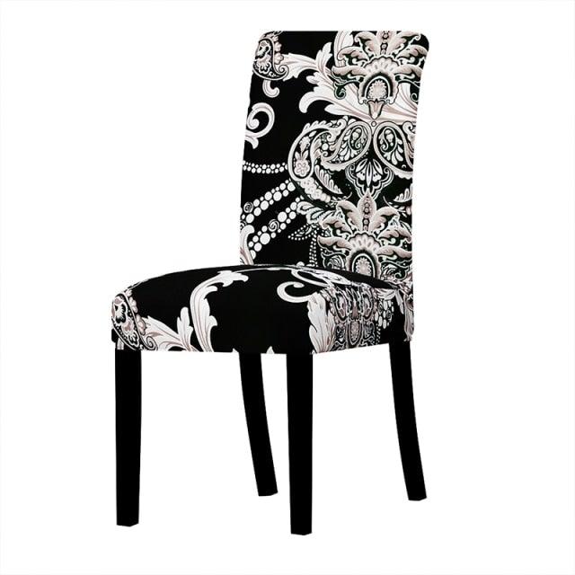 All black flower printed Chair Cover Washable Removable big elastic seat Covers Slipcovers Stretch for banquet hotel arm wedding