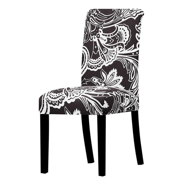 All black flower printed Chair Cover Washable Removable big elastic seat Covers Slipcovers Stretch for banquet hotel arm wedding