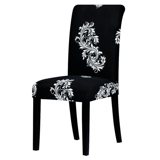 All black flower printed Chair Cover Washable Removable big elastic seat Covers Slipcovers Stretch for banquet hotel arm wedding