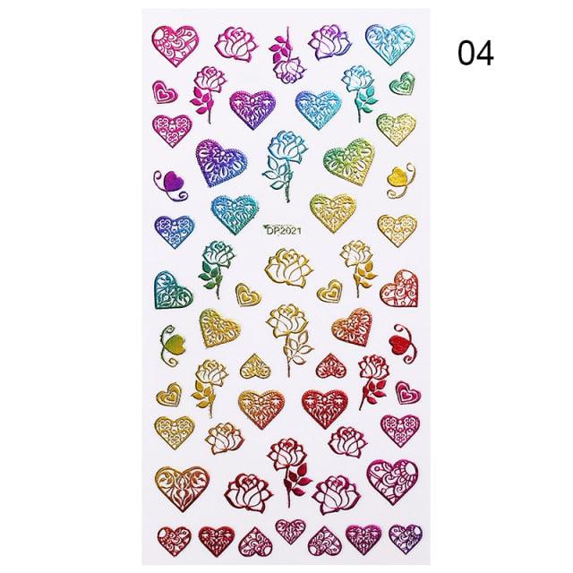 Alphabet Love Shaped  Pattern 3D Nail Stickers Slider Valentine Day Decals Foil For Love Nail Art Decoration Pop Art Nail Stickers Sexy Girl Designs Comics Water Transfer Decals Manicure Lips Nail Art Decorations Slider Nail Art Stickers