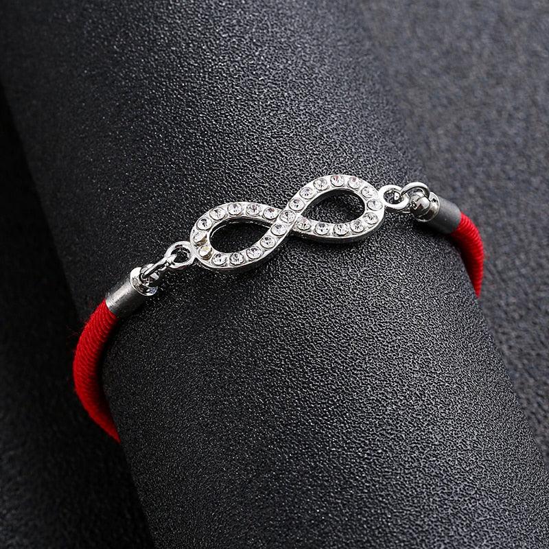 Alphanumeric 8 Infinite Weaving Bracelet Lucky Red Rope Line Bracelet Jewelry Braided Lightweight Rope Bangle Wrist Adjustable Chain Matching Relationship Bracelets For Girlfriend Women