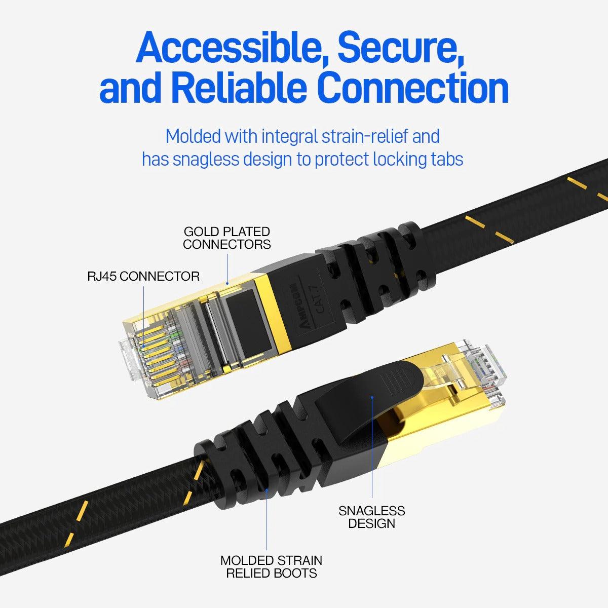 CAT7 Ethernet Cable 10G 600MHz Shielded Flat RJ45 Internet Network Patch Cord Fast LAN Wire Network Gold Plated Lead Polyester Braided For Gaming - STEVVEX Cable - 220, cable, cable connector, cable for PC, CAT7 Ethernet Cable, Connector PC, Ethernet LAN Cable, Fast LAN Wire Network, Flat RJ45 Internet Network, LAN Cable, LAN Connector PC, LAN Network, LAN Network Cable, Network Ethernet LAN Cable, Network LAN Cable, RJ45 Internet Network - Stevvex.com