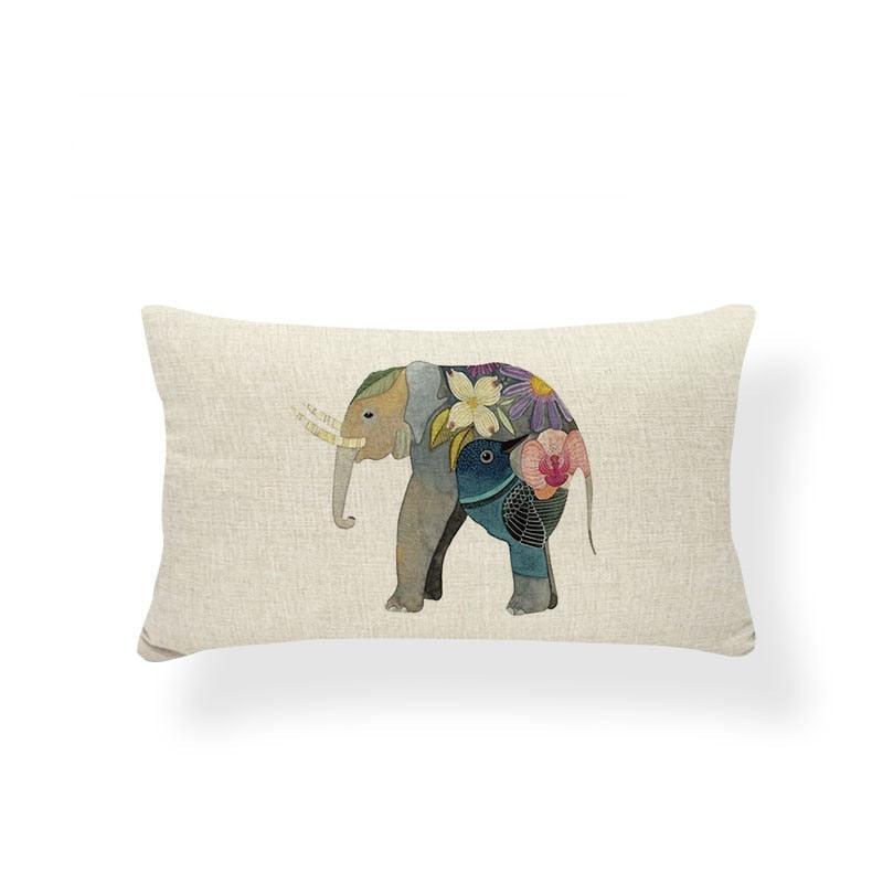 Animal Cushion Pillow Square Linen Printed Cute Elephant Throw Pillow Case Decorative Cushion Cover Pillowcase Plant Geometry Deer Flamingo Flower Pillows Home Decorative Pillowslip Covers 30X50