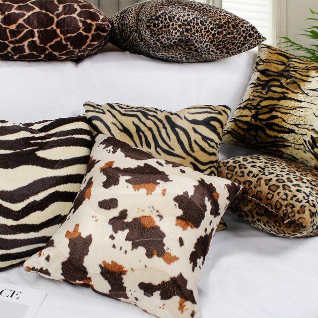 Animal Pillow Covers Zebra Deer Tiger Leopard Pattern Plush Pillow Case Custom Bed Chair Home Decor Cushion Covers