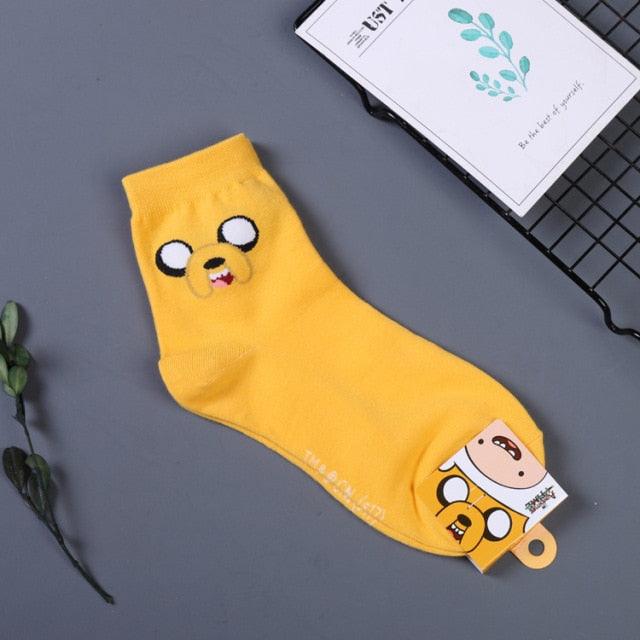 Anime Adventure Time Sock Women Cartoon Cute Socks Ice King Lumpy Space Princess Fun Autumn Winter Yellow Cotton Socks Warm Socks For Men And Women