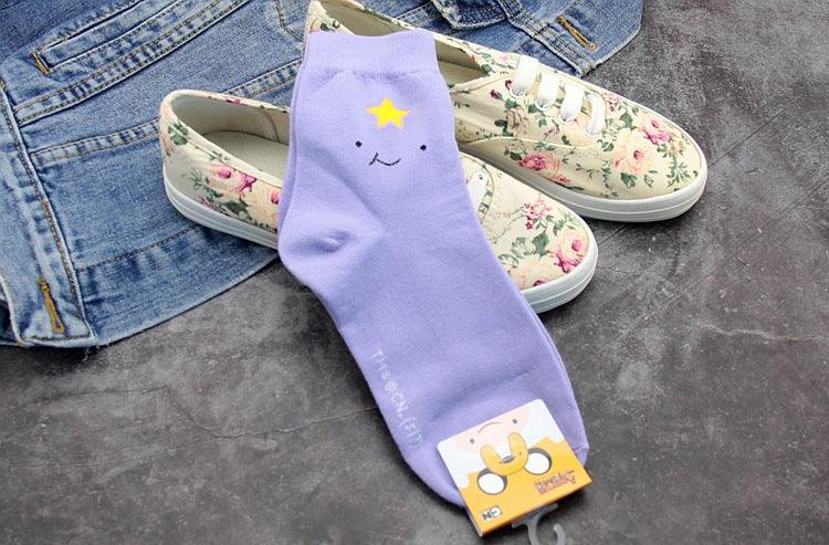 Anime Adventure Time Sock Women Cartoon Cute Socks Ice King Lumpy Space Princess Fun Autumn Winter Yellow Cotton Socks Warm Socks For Men And Women