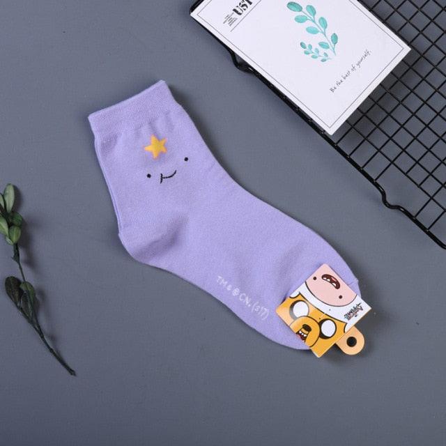 Anime Adventure Time Sock Women Cartoon Cute Socks Ice King Lumpy Space Princess Fun Autumn Winter Yellow Cotton Socks Warm Socks For Men And Women