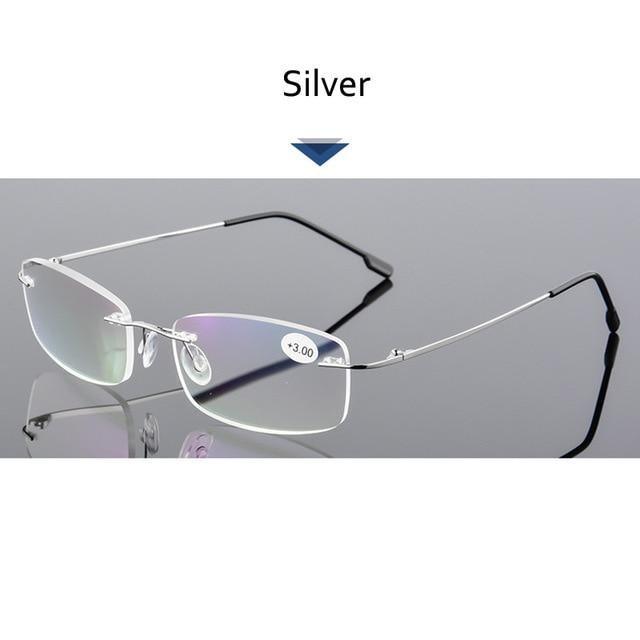 Anti-Blue Light Reading Glasses Ultralight Style Memory Titanium Rimless Reading Glasses For Men & Women Presbyopic  Eyeglasses For Everyday Use New Attractive Style