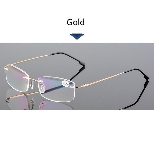 Anti-Blue Light Reading Glasses Ultralight Style Memory Titanium Rimless Reading Glasses For Men & Women Presbyopic  Eyeglasses For Everyday Use New Attractive Style