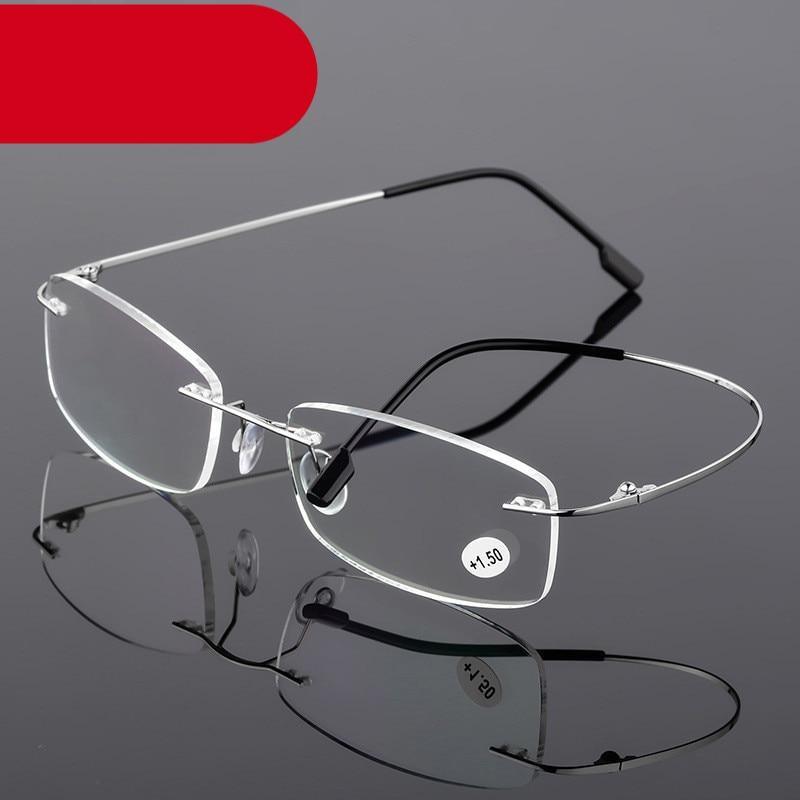 Anti-Blue Light Reading Glasses Ultralight Style Memory Titanium Rimless Reading Glasses For Men & Women Presbyopic  Eyeglasses For Everyday Use New Attractive Style