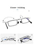 Anti-Light Reading Glasses Metal Foldable Presbyopia Eyewear With Case Thin Magnifying Glasses  Safety Glasses With Clear Anti Fog Scratch Resistant Wrap-Around Lenses No-Slip Grips Glasses For Men Women+3+3.5+4