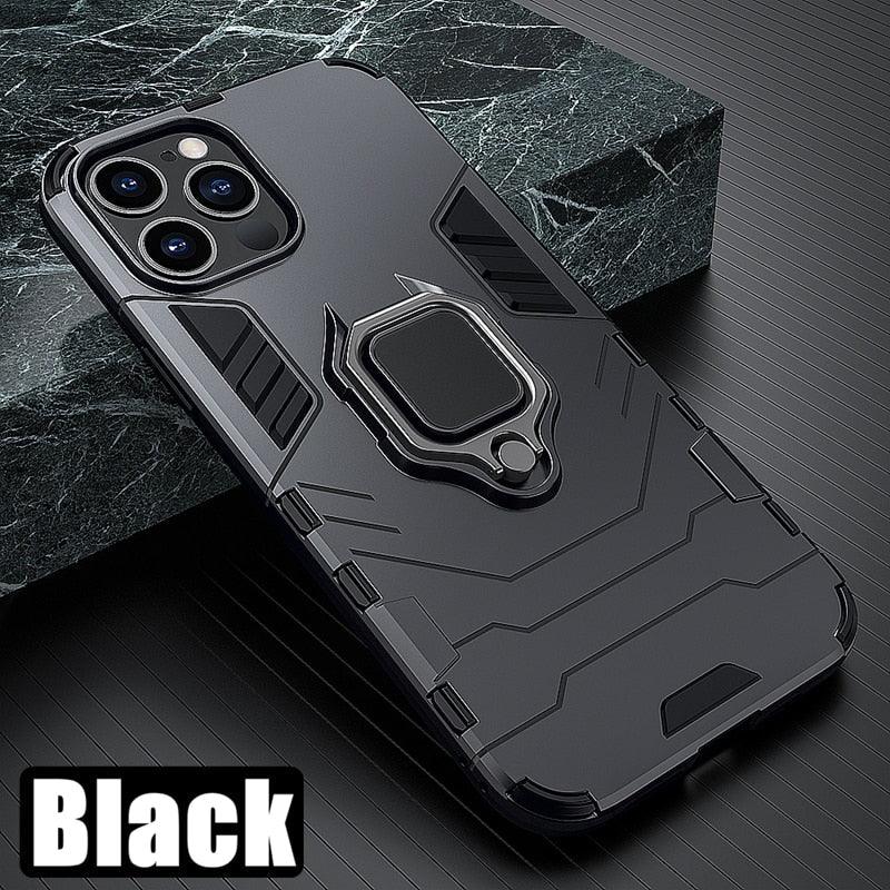 Anti Shock Case For iPhone 11 12 13 14 Pro XR Xs Max X 8 7 6 Plus 5S Magnet Armor Case Cover For iPhone Bumper Back Cover Case Full Protection with Ring Holder & in-Built Kickstand 360 Degree Protection