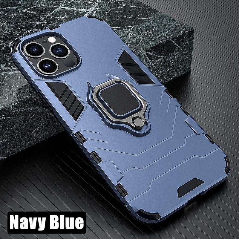 Anti Shock Case For iPhone 11 12 13 14 Pro XR Xs Max X 8 7 6 Plus 5S Magnet Armor Case Cover For iPhone Bumper Back Cover Case Full Protection with Ring Holder & in-Built Kickstand 360 Degree Protection