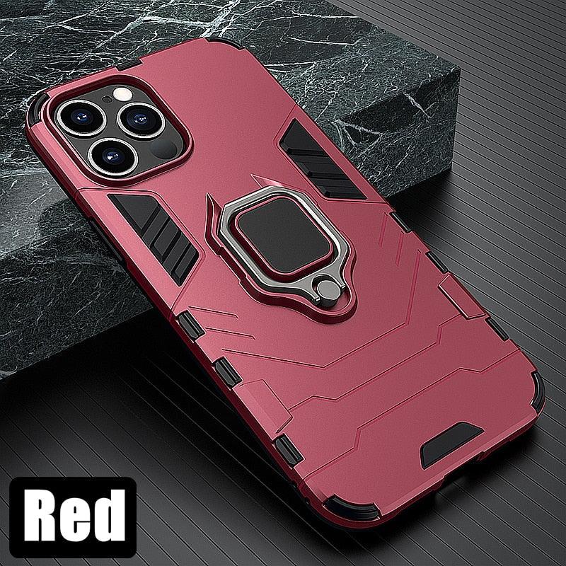 Anti Shock Case For iPhone 11 12 13 14 Pro XR Xs Max X 8 7 6 Plus 5S Magnet Armor Case Cover For iPhone Bumper Back Cover Case Full Protection with Ring Holder & in-Built Kickstand 360 Degree Protection