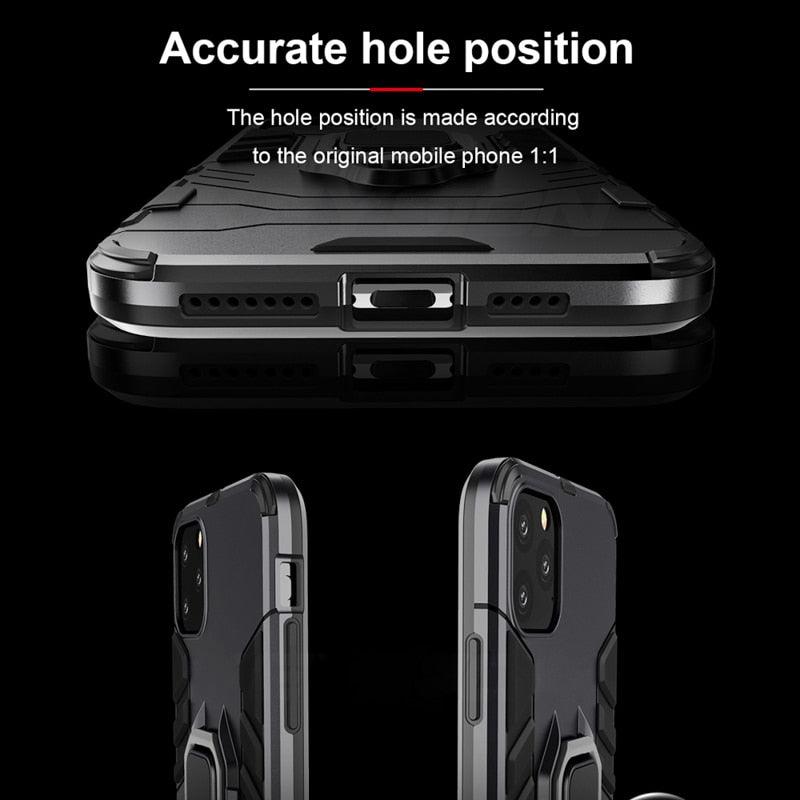 Anti Shock Case For iPhone 11 12 13 14 Pro XR Xs Max X 8 7 6 Plus 5S Magnet Armor Case Cover For iPhone Bumper Back Cover Case Full Protection with Ring Holder & in-Built Kickstand 360 Degree Protection