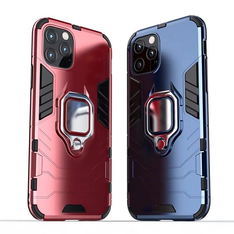 Anti Shock Case For iPhone 11 12 13 14 Pro XR Xs Max X 8 7 6 Plus 5S Magnet Armor Case Cover For iPhone Bumper Back Cover Case Full Protection with Ring Holder & in-Built Kickstand 360 Degree Protection