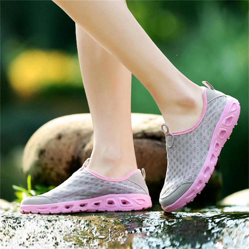 Aqua Shoes Unisex Casual Fashion Mesh Breathable Quick Dry Outdoor Rubber Sole Slip Water Shoes For Beach Water Sports Lightweight Slip On Walking Shoes