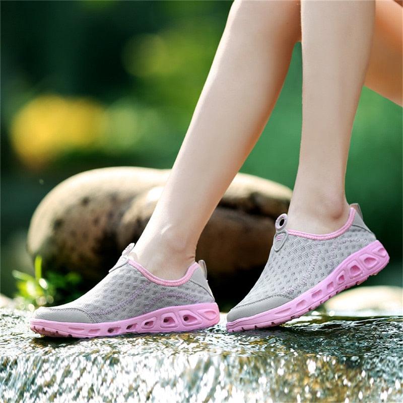 Aqua Shoes Unisex Casual Fashion Mesh Breathable Quick Dry Outdoor Rubber Sole Slip Water Shoes For Beach Water Sports Lightweight Slip On Walking Shoes