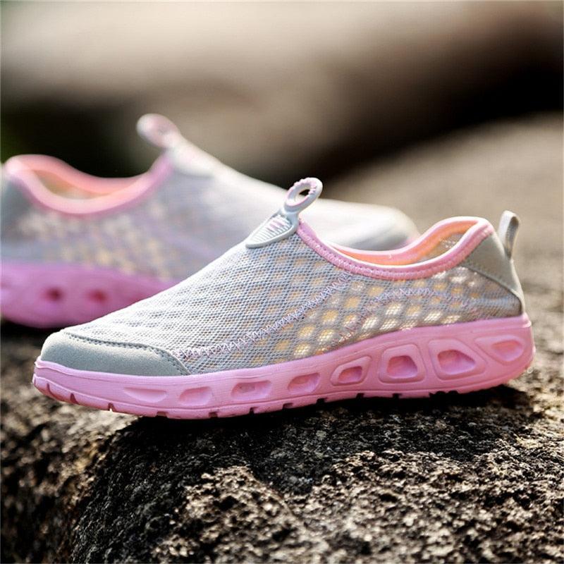 Aqua Shoes Unisex Casual Fashion Mesh Breathable Quick Dry Outdoor Rubber Sole Slip Water Shoes For Beach Water Sports Lightweight Slip On Walking Shoes