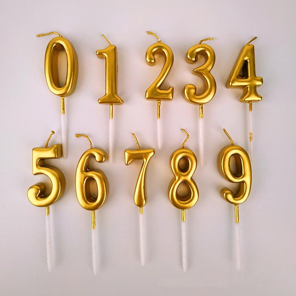 Arabic Number 0-9 Wax Candles Number Candles Cake Numeral Candles Number 0-9 Glitter Cake Topper Decoration For Birthday Wedding Reunion Theme Part Digital Cake Topper Kids Children Party Happy Birthday Ornament Cakes Top Decoration Accessories