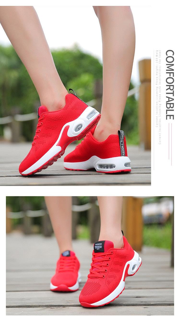 Athletic Sport Platform Sneakers Breathable Women Casual Fashion Height Increasing Shoes Air Cushion Soft Bottom Ultra Lightweight Running Workout Shoes Sports Design